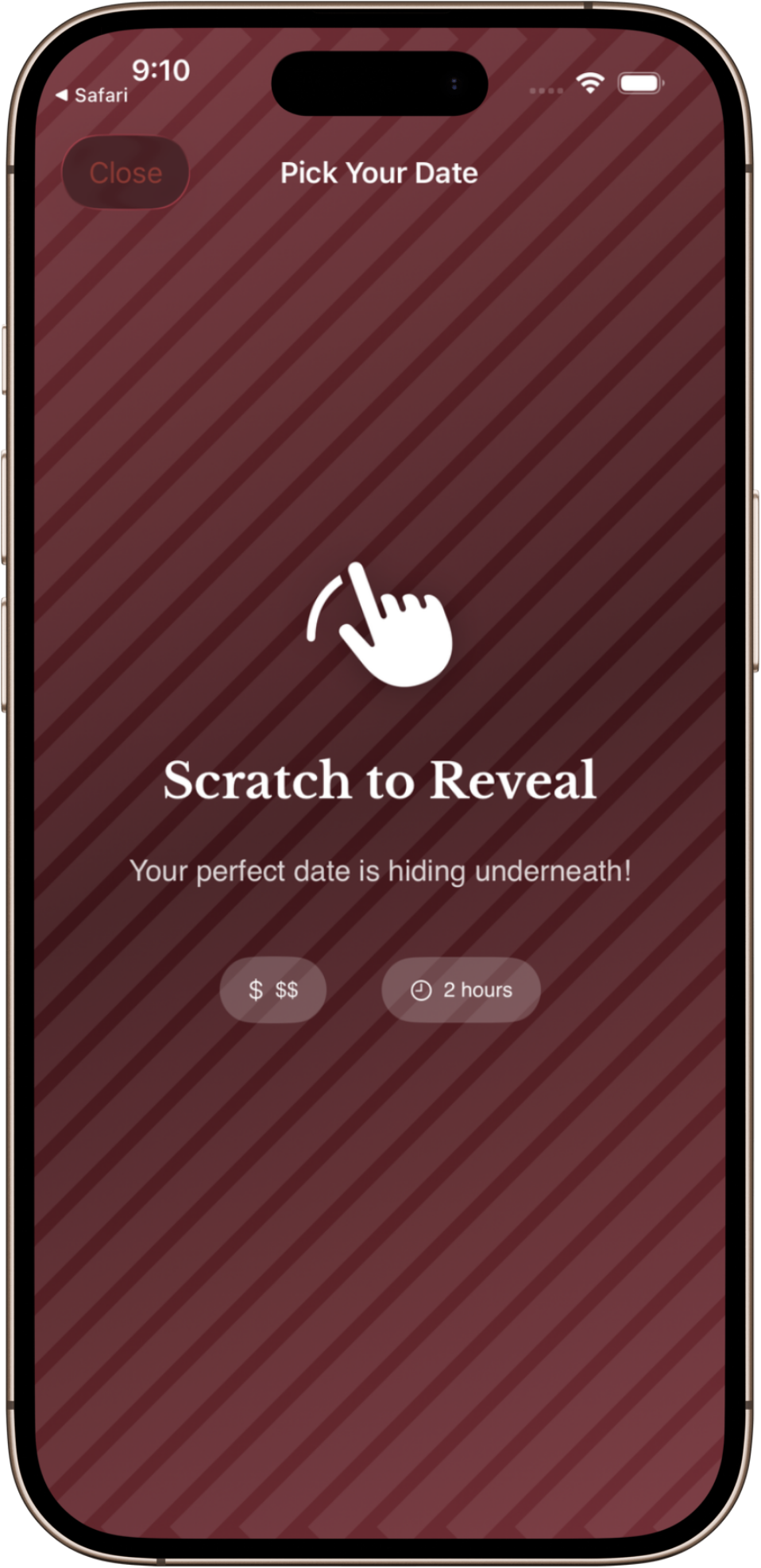 Dately scratch-to-reveal card